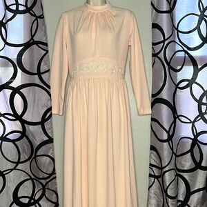 Vintage 1970s Sears Fashions long sleeve maxi dress with embroidered detail